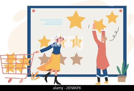 L'évaluation des avis des clients donne une évaluation et un feedback Illustration de Vecteur