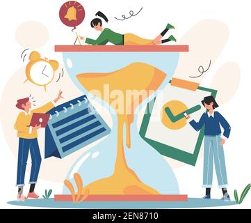 Concept de gestion du temps de travail d'équipe Illustration de Vecteur