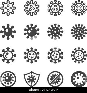 jeu d'icônes de virus et de coronavirus, vecteur et illustration Illustration de Vecteur