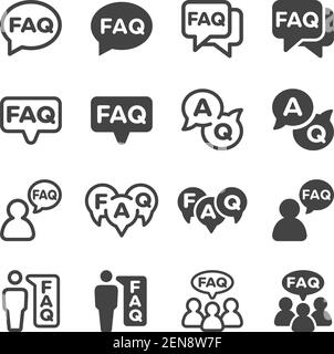 Foire aux questions, jeu d'icônes FAQ, vecteur et illustration Illustration de Vecteur