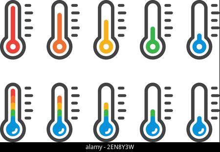 jeu d'icônes de thermomètre et de température, vecteur et illustration Illustration de Vecteur