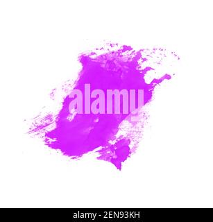 Couche de peinture isolée sur fond blanc. Pinceau à taches violet pour un design artistique Banque D'Images