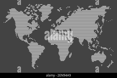 blanc horizontal, bandes de la carte du monde sur fond noir, motif plein cadre, vecteur et illustration Illustration de Vecteur