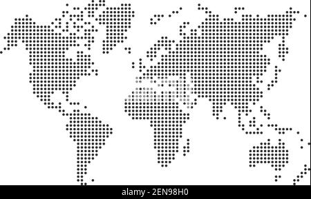 carte du monde en pointillés, points noirs sur fond blanc, vecteur et illustration Illustration de Vecteur