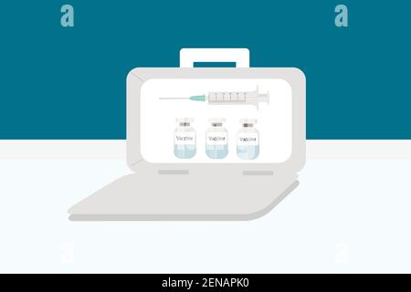 trousse médicale contenant un vaccin contre le virus Illustration de Vecteur