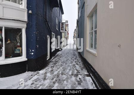 Une journée enneigée à Cromer, Norfolk, Angleterre, Royaume-Uni Banque D'Images