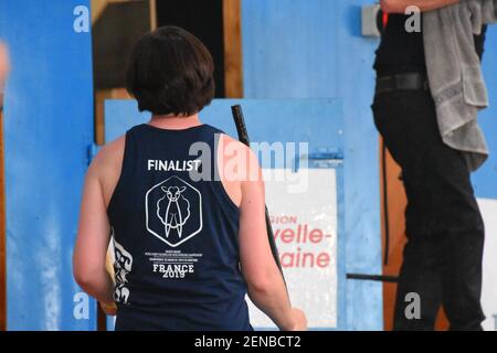 Audrey Lamb, représentant l'Écosse aux Championnats du monde de traitement de la laine, France 2019 – finaliste Banque D'Images