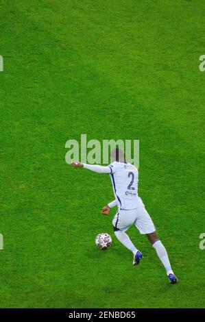 BUCAREST, ROUMANIE - 23 février 2021 - le FC Chelsea et l'Atletico Madrid en action pendant la première étape de la Ligue des champions de l'UEFA au National Are Banque D'Images