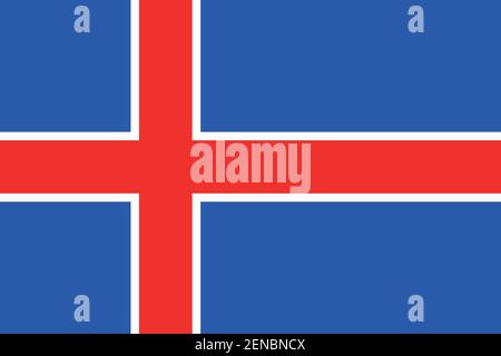 Drapeau national du pays de l'Islande. Drapeau islandais. Symbole de l'État islandais. Fête du travail. Journée de la République d'Islande. république parlementaire. Élections Illustration de Vecteur