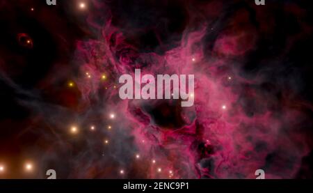 La nébuleuse galactique et la naissance des étoiles le rendu 3d de la galaxie Banque D'Images