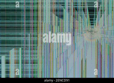 Écran lcd du téléviseur cassé. Arrière-plan abstrait. Banque D'Images