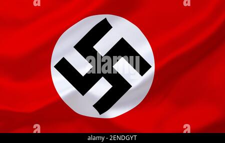 Die heute verbotene Flagge vom Dritten Reich, Fahne der Nazis, Hakenkreuzfahne, verboten, Deutschland, 3. Reich, Banque D'Images