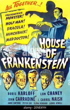 Maison de Frankenstein année : 1944 Etats-Unis Directeur : Erle C. Kenton affiche américaine Banque D'Images