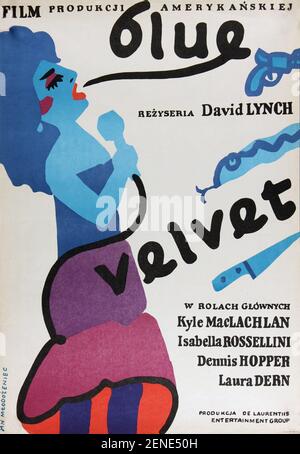 Blue Velvet année : 1986 Etats-Unis Directeur : David Lynch Poster polonais Banque D'Images