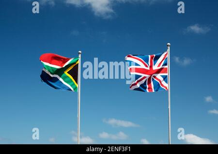 Drapeaux britanniques et sud-africains Banque D'Images