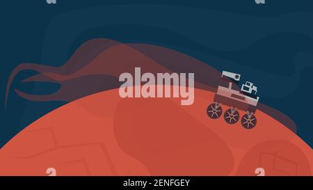 rover sur mars explore mars. flat concept vector Illustration de Vecteur