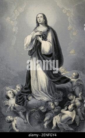 Adoration de la bibliothèque catholique picturale : contenant sept volumes en un : l'histoire de la Sainte Vierge -- la colombe du tabernacle -- l'histoire catholique -- l'apparition de la Sainte Vierge -- UN index chronologique -- les lettres pastorales de la troisième plénière. Council -- UN chapelet de versets -- hymnes catholiques publiés à New York par Murphy & McCarthy en 1887 Banque D'Images
