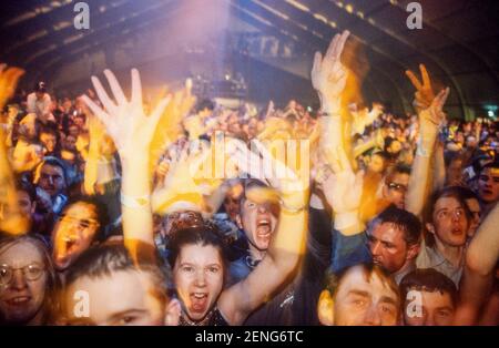 Foule au Homelands Festival, Mosney Holiday Center, County Meath, Irlande. Banque D'Images