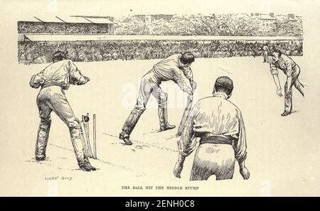 Jouer Cricket illustrant l'histoire ' Two Great matches ' du livre ' The true Story book ' édité par ANDREW LANG illustré par L. BOGLE, LUCIEN DAVIS, H. J. FORD, C. H. M. KERR, et LANCELOT SPEED. Publié par Longmans, Green, and Co. London et New York en 1893 Banque D'Images