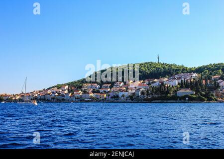 Korcula, Croatie - 3 octobre 2011 : vue de Korcula sur une journée ensoleillée Banque D'Images