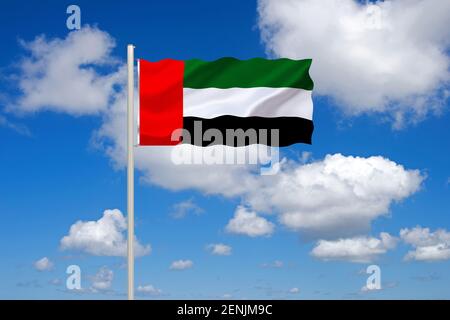 Die Flagge von der Vereinigten Arabischen Republik, VAE,n 1958 - 1961, loser Zusammenschluss von Ägitten, syrien und Jemen, Banque D'Images