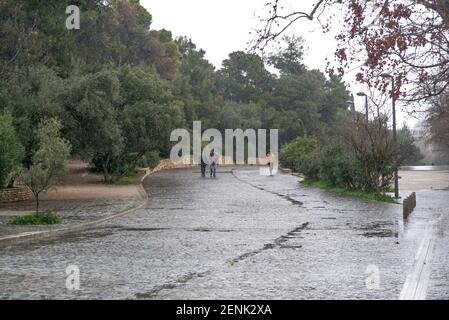 Pierre Berthuel / le Pictorium - neige sur Athènes - 15/02/2021 - Grèce / Attique / Athènes - le grec la capitale connaît une vague de froid et une Banque D'Images