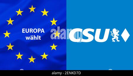 Europawahl, Eurostern, UE, Partei, Parteien, Wahl, Wähler, logo, CSU, Banque D'Images