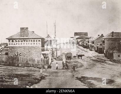 Photographie ancienne du XIXe siècle : Old Queens Street Brisbane, Queensland, Australie 1858. Banque D'Images