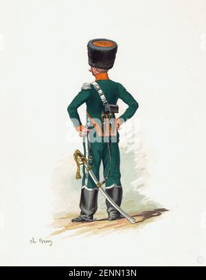 officier du 19e régiment de chasseurs à cheval sous le 1er Empire Banque D'Images