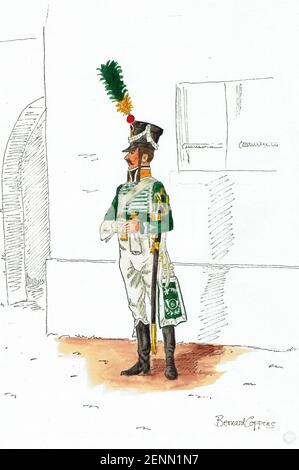 sous-officiel du 6e régiment de chasseurs à cheval en principe De ville sous le 1er Empire Banque D'Images