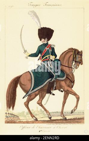 officier du 4e régiment de chasseurs à cheval sous le 1er Empire Banque D'Images