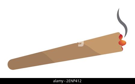 Fumer des articulations de marijuana ou de cannabis scliff cigarette plate vecteur de couleur icône. Illustration de Vecteur