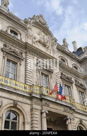 Façade de l'Hôtel de ville, place des Terreaux Banque D'Images