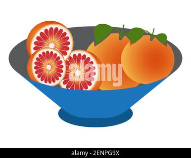 Bol de fruits avec des oranges tranchées vecteur plat icône pour applications et sites web Illustration de Vecteur