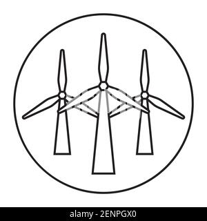Arrondi une icône d'art de ligne d'éoliennes pour les applications ou site web Illustration de Vecteur