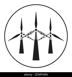 Arrondi une icône plate de turbines éoliennes pour applications ou site Web Illustration de Vecteur