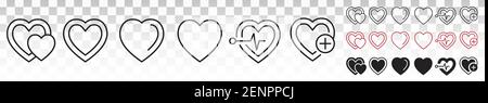 Vector Icon Collection de formes cardiaques, médecine ou soins médicaux, symbole de battements cardiaques pour applications et site Web Illustration de Vecteur