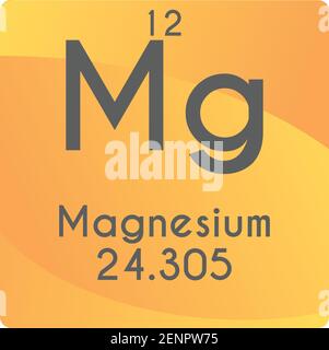 Mg magnésium métal alcalin de terre diagramme d'illustration de vecteur d'élément chimique, avec numéro atomique et masse. Conception plate à gradient simple pour l'enseignement Illustration de Vecteur