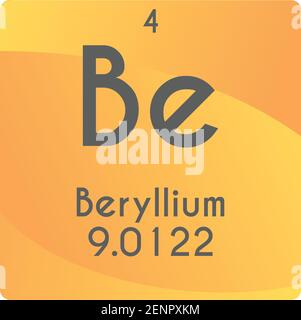 Béryllium métal alcalin de terre diagramme d'illustration de vecteur d'élément chimique, avec numéro atomique et masse. Conception plate à gradient simple pour l'enseignement Illustration de Vecteur