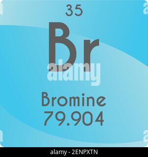 Diagramme d'illustration de vecteur d'élément chimique halogène de brome BR, avec numéro atomique et masse. Conception plate à gradient simple pour l'éducation, le laboratoire, la science Illustration de Vecteur