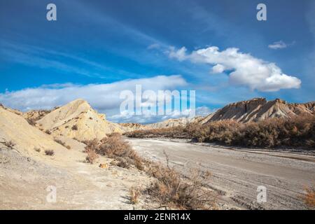 Rambla Paysage dans le désert de Tabernas Espagne Andalousie Almeria nature Voyage aventure Europa Banque D'Images