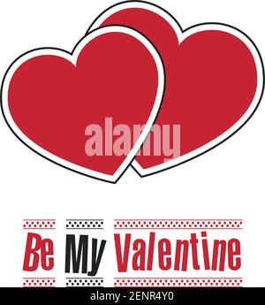 Bonne carte de vœux de Saint Valentin avec coeurs et police mignonne. Illustration vectorielle. Soyez mes mots de Saint Valentin. Illustration de Vecteur
