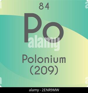 Po Polonium Post transition Metal diagramme d'illustration du vecteur d'élément chimique, avec numéro atomique et masse. Conception plate à gradient simple pour l'enseignement Illustration de Vecteur