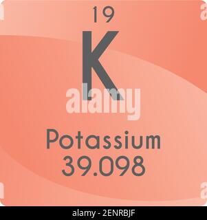 K Métal alcalin de potassium diagramme d'illustration du vecteur d'élément chimique, avec numéro atomique et masse. Conception plate à gradient simple pour l'enseignement, le laboratoire Illustration de Vecteur