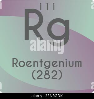 RG Roentgenium diagramme d'illustration de vecteur d'élément chimique, avec numéro atomique et masse. Conception plate à gradient simple pour l'éducation, le laboratoire, la science Illustration de Vecteur