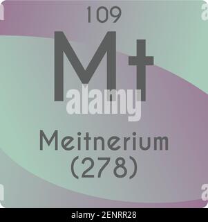 Mt Meitnerium diagramme d'illustration de vecteur d'élément chimique, avec numéro atomique et masse. Conception plate à gradient simple pour l'éducation, le laboratoire, la science Illustration de Vecteur