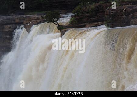 Belle chute d'eau de chitrakoot de chhatishgarh meilleure chute d'eau de chitrakoot de l'inde place du tourisme Banque D'Images