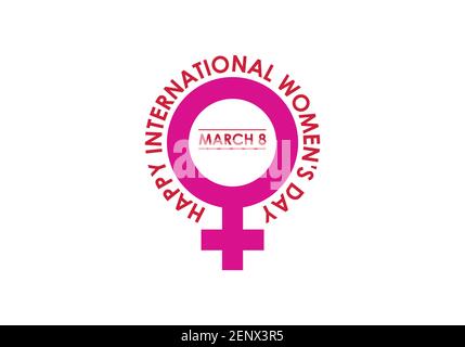 Éléments de conception typographique Happy Women's Day. Icône de la journée internationale de la femme. Symbole de journée des femmes. Illustration de Vecteur