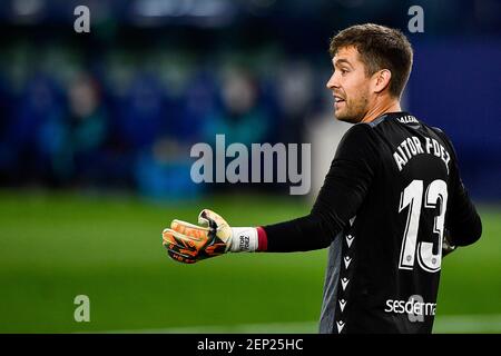 VALENCE, ESPAGNE - FÉVRIER 26 : gardien de but Aitor Fernandez de Levante lors du match LaLiga Santander entre Levante et Athletic Bilbao à Estadi Banque D'Images