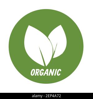 Logo Eco Leaf bio Label Icon Vector design isolé sur fond blanc. Concept éco-naturel. Banque D'Images